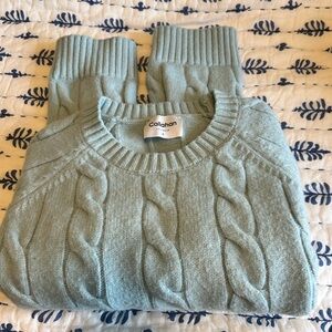 Anthropologie Callahan Cable Knit Sweater - Light Blue